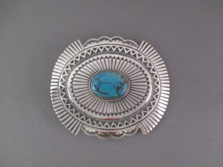 Native American Jewelry - Persian Turquoise Belt Buckle by Navajo jewelry artist, Mark Yazzie $625-