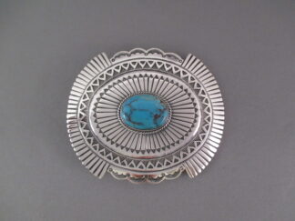 Native American Jewelry - Persian Turquoise Belt Buckle by Navajo jewelry artist, Mark Yazzie $625-