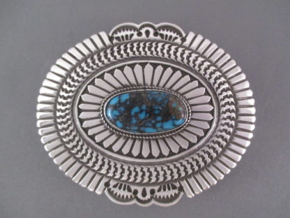 Belt Buckle with Apache Blue Turquoise by Sunshine Reeves