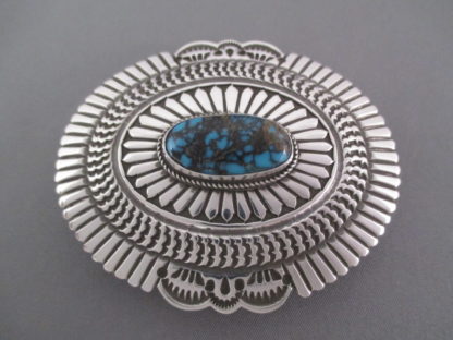 Belt Buckle with Apache Blue Turquoise by Sunshine Reeves