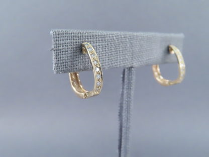Gold ‘Huggies’ Earrings with Diamonds