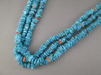 Turquoise Jewelry - Three Strand Morenci Turquoise Necklace by Native American Jewelry artist, Lita Atencio FOR SALE $995-