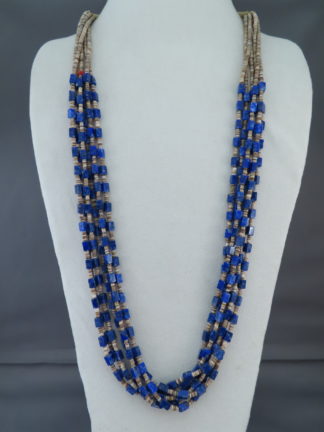 Native American Jewelry - Lapis & Hei-Shi Necklace by Santo Domingo Pueblo Indian jeweler, Lita Atencio FOR SALE $750-