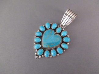 Kingman Turquoise 'HEART' Pendant by Native American (Navajo) jewelry artist, Geneva Apachito $365-
