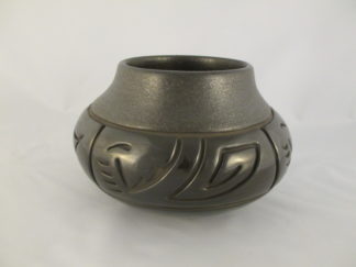 Black Santa Clara Pottery Bowl by Native American Indian pottery artist, Linda Tafoya FOR SALE $1,975-