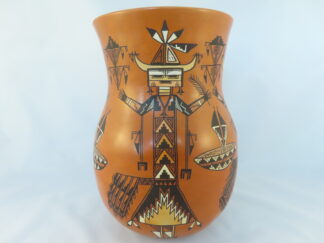 Native American Pottery - Tall Painted Yei Pottery Jar by Navajo Indian potter, Lucy Lueppe McKelvey FOR SALE $1,950-
