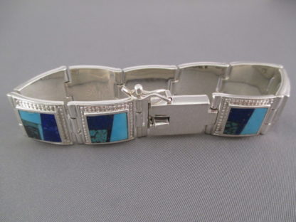 Turquoise & Lapis Inlay Link Bracelet (Wide)