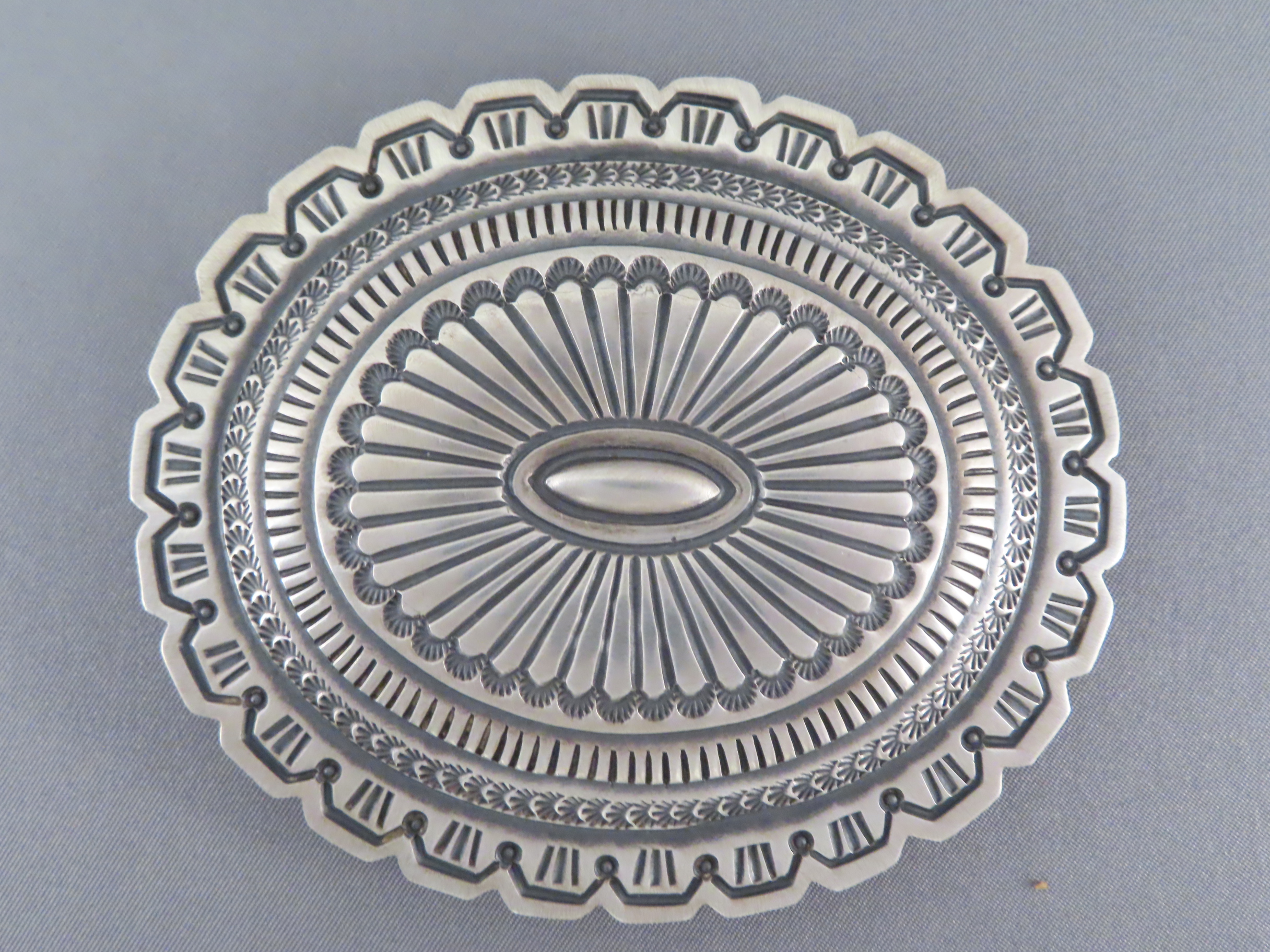 Native American Jewelry For Sale - Sterling Silver Belt Buckle by Navajo jeweler, Arnold Blackgoat $775-