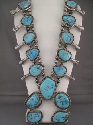 HUGE Squash Blossom Necklace FOR SALE with Morenci Turquoise $12,000-