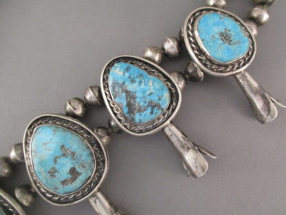 HUGE Morenci Turquoise Squash Blossom Necklace – Vintage