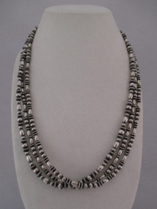 Multi-Shaped Sterling Silver Bead Necklace (3-Strand Necklace) $495-