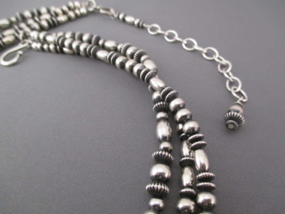 Multi-Shaped Sterling Silver Bead Necklace (3-Strands)