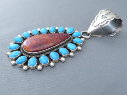 Purple Spiny Oyster & Kingman Turquoise Pendant by Ernest R. Begay (Large)