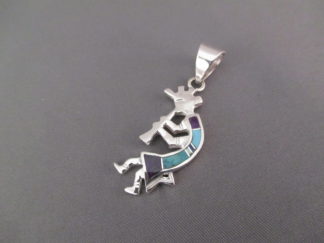 Native American Inlay Jewelry - Inlaid Multi-Stone 'KOKOPELLI' Pendant $98-