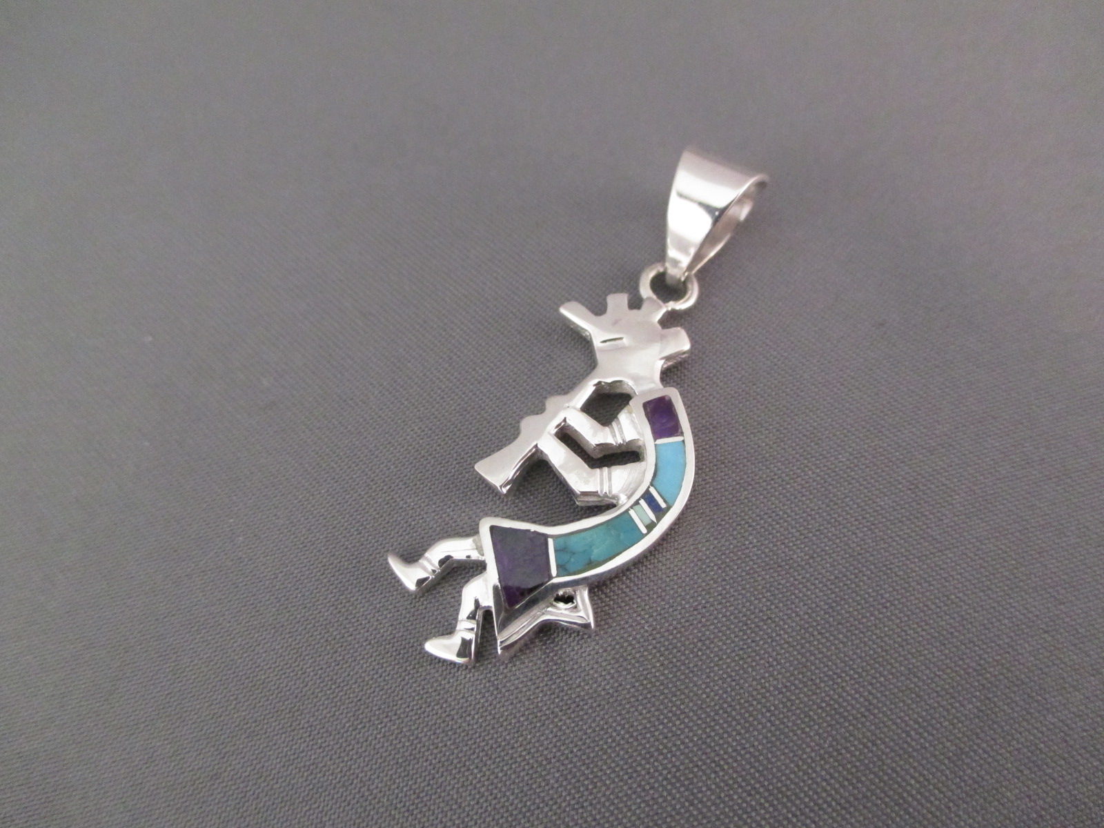 Inlaid Multi-Stone Kokopelli Pendant