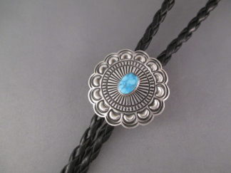 Small Kingman Turquoise Bolo Tie by Navajo Indian jewelry artist, Orville White $195-