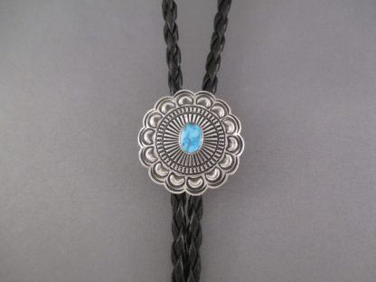 Sterling Silver Bolo Tie with Kingman Turquoise by Orville White