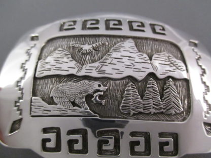 Teton Buckle – Sterling Silver Belt Buckle with Tetons, Eagle, and Bear