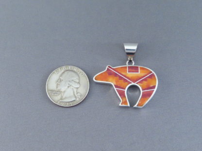 Fine Inlay Bear Pendant with Spiny Oyster Shell