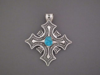 Sterling Silver & Kingman Turquoise Pendant by Navajo jewelry artist, Sunshine Reeves $295-