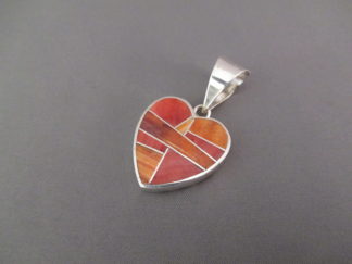 Reversible Spiny Oyster Shell Inlay 'HEART' Pendant by Navajo jewelry artist, Peterson Chee $198-