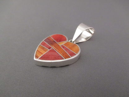 Spiny Oyster Shell Inlay ‘Heart’ Pendant (Reversible)