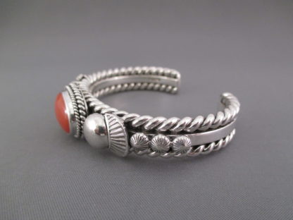 Coral & Sterling Silver Cuff Bracelet by Artie Yellowhorse