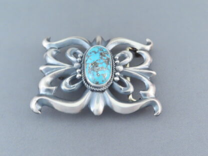 Sandcast Belt Buckle with Kingman Turquoise