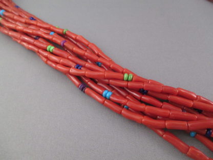 Coral Necklace with Lovely Accents by Desiree Yellowhorse (10-Strands & Long)