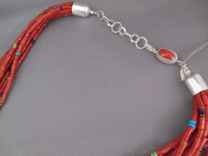 Coral Necklace with Lovely Accents by Desiree Yellowhorse (10-Strands & Long)