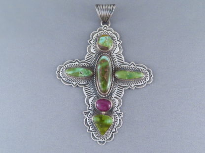 Pilot Mountain Turquoise & Sugilite Cross Pendant