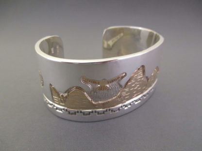 Teton Bracelet – Cuff Bracelet with 14kt Gold Tetons, Bison, and Eagle