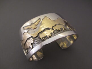 Teton Bracelet – Silver & Gold Teton Bracelet with Roaming Bison