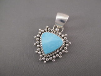 Turquoise Jewelry - Small Morenci Turquoise Pendant by Navajo jeweler, Artie Yellowhorse FOR SALE $325-