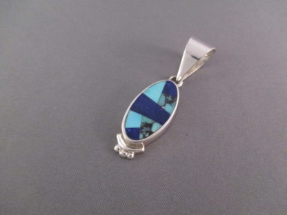 Turquoise & Lapis Inlay Oval Pendant