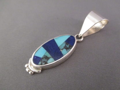 Turquoise & Lapis Inlay Oval Pendant