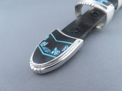 Turquoise & Black Jade Inlay Ranger Buckle Set