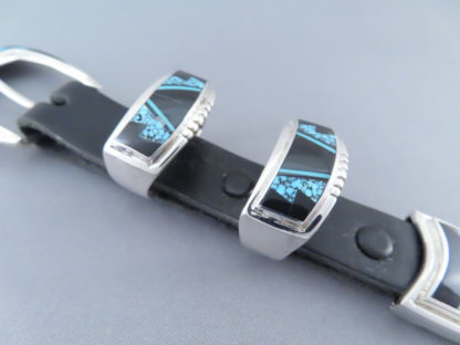 Turquoise & Black Jade Inlay Ranger Buckle Set