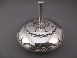 Lidded Sterling Silver Seed Pot by Native American Navajo Indian jewelry artist, Thomas Curtis $495-