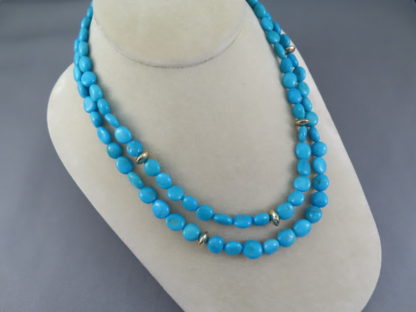 Double Strand Sleeping Beauty Turquoise & 14kt Gold Necklace