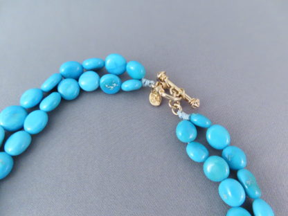 Double Strand Sleeping Beauty Turquoise & 14kt Gold Necklace