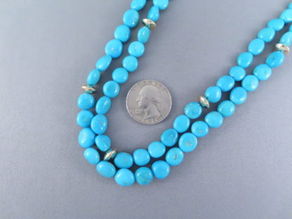 Double Strand Sleeping Beauty Turquoise & 14kt Gold Necklace