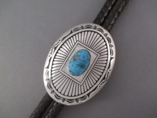 Native American Jewelry - Kingman Turquoise Bolo Tie by Navajo jeweler, Charlie John $795-