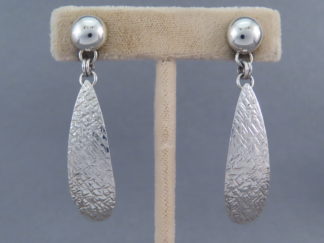 Native American Jewelry - Long Hammered Sterling Silver Earrings by Navajo jeweler, Artie Yellowhorse FOR SALE $115-