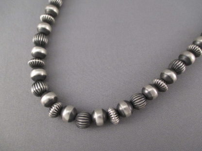 Oxidized Sterling Silver Necklace with Multi-Shaped Beads (18″)