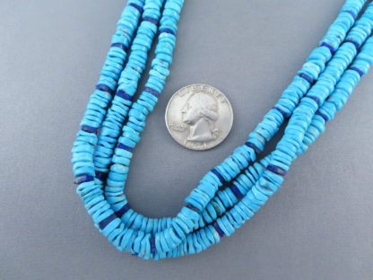 3 Strand Sleeping Beauty Turquoise Necklace with Lapis Accents