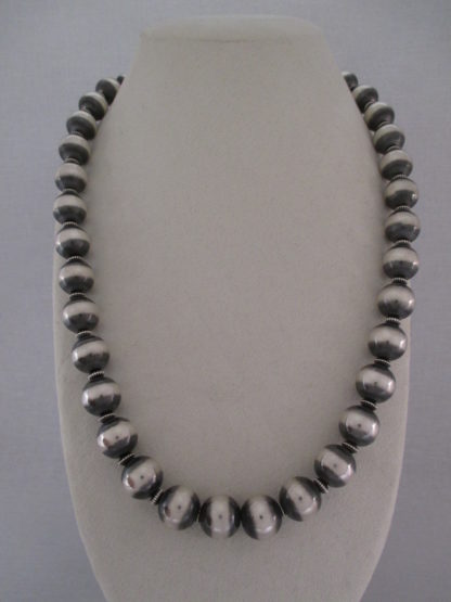 Longer Oxidized Sterling Silver Bead Necklace