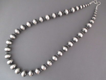 Longer Oxidized Sterling Silver Bead Necklace