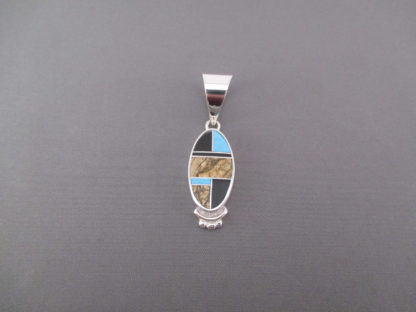 Multi-Stone Inlay Pendant featuring Turquoise