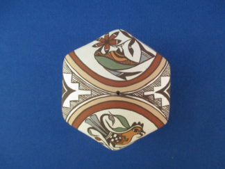 Acoma Seed Pot Pottery with Parrot & Hummingbird by Acoma Pueblo Indian potter, Diane Lewis-Garcia $125-